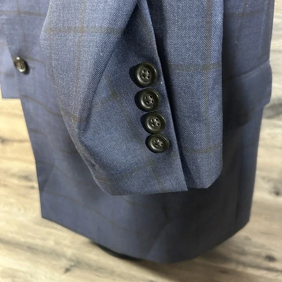 Brooks Brothers Blazer Mens 48R Regent 1818 Wool Coat Windowpane Navy - Picture 4 of 14